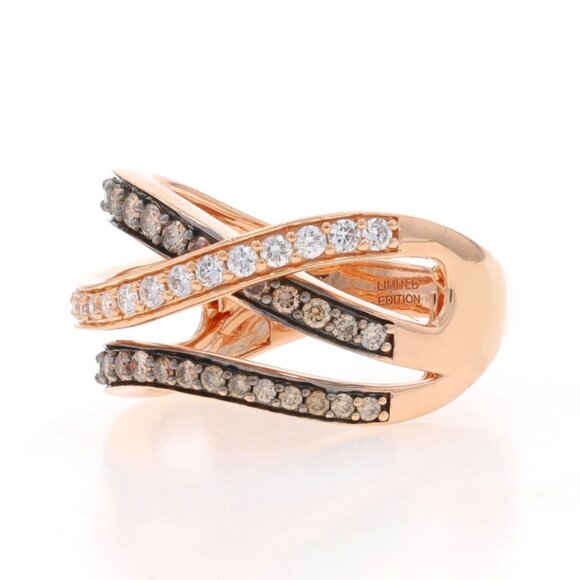 Le Vian Diamond Crossover Band - Rose Gold 14k Round .75ctw Limited Edition Ring - Picture 3 of 6